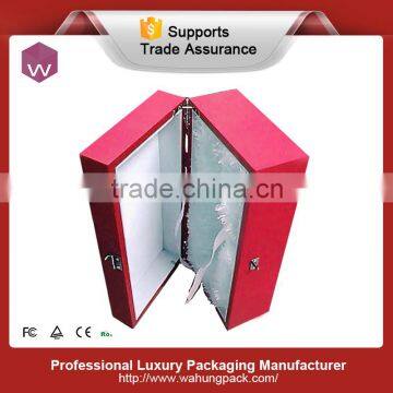 Satin insert protect box red wine wood packaging box