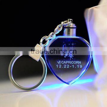 Promotional Heart Shape Led Flashing Crystal Keychain