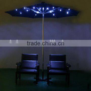 Leisure Outdoor Solar Patio Umbrella With 24 Led Lights Handle Crank and USB Charger