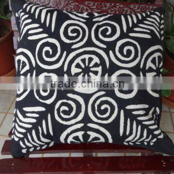 Applique Cushion Cover - Hand Cut work cotton pillow multi color