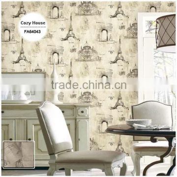 buy printing vinyl coated wallpaper, capri yellow french architectural wall decor for home walls , coordinating wall covering