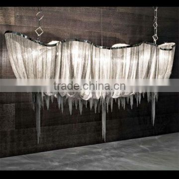 Hand Made High Quality Aluminum Sliver Chain Suspension Light with boat shape ceiling pendant chandelier