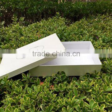 Ivory color paper gift box with stamped logo for high end clothes