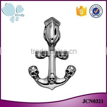 Kindy Jewelry fashion new design stainless steel skull anchor necklace pendant