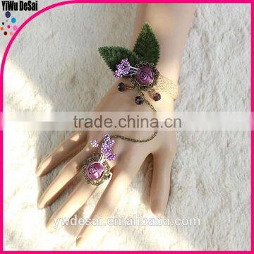 Personality bracelet Purple rose bracelet with ring latest style fashion bracelets