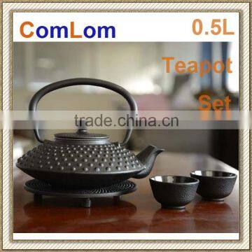 cast iron teapot set 1pc 0.5L pot & 2pcs cups