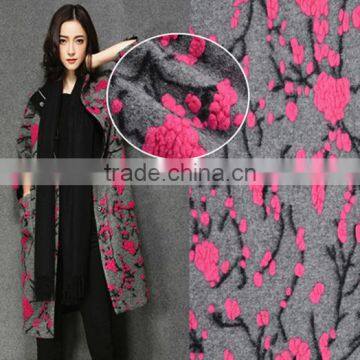 Wool coat fabric 2016 winter new jacquard design heavy fabric 380gsm