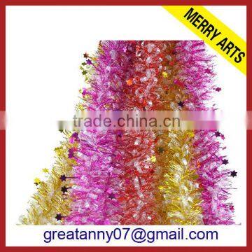 Zhejiang hot sale christmas decoration tinsel orange christmas tinsel for sale