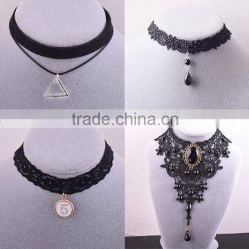 Sexy black velvet choker necklace,vintage pendant collar necklace GJ-116