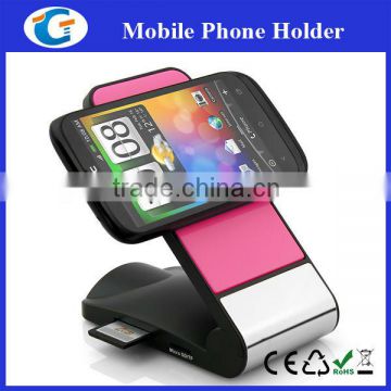 Phone holder with multiport usb hub and card reader