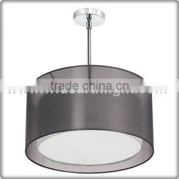 UL Listed Factory Double Layers Gray Hanging Light Fixture Bedroom Hotel Fabric Pendant Lamp C50221