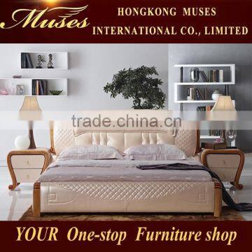 2015top selling bed, elegant leather bed, Reasonable price modern bed on sale B80041