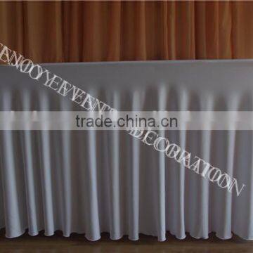 YHT#62 high quality lycra natural pleats polyester banquet wedding wholesale cheap table cloth linen overlay