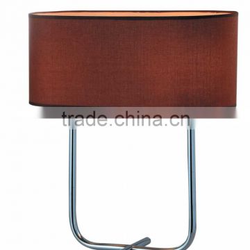 New design cross metal holder contracted hotel bedroom table light big brown fabric shade table light