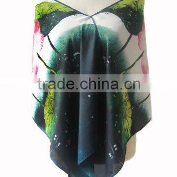 Lotus Flower Print Digital Print Twill 100% Silk Long Scarf Suzhou Silk photo-2