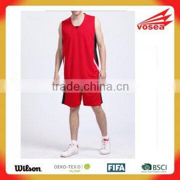 Hot sale High Quality pure color quick dry reversible cool basketball jersey red color