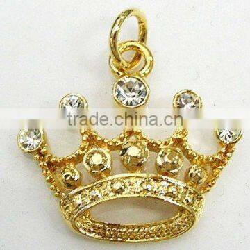 HOT metal gold rhinestones crown charms, 25.3*28.4mm