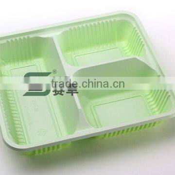 1200ml 3 compartment green disposable microwave lunch box