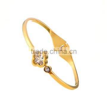 Wholesale New Fashion Four Leaf Clover 316L Stainless Steel Women Bangles