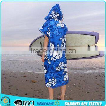 Fiber reactive printing flower logo adult surf changing towel surfing poncho towel