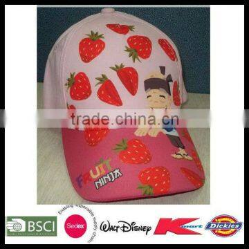 Fruits printed fancy pink baby baseball cap