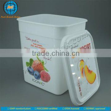 2016 high level square shaped plastic container with offset printing or sticks by GMP standard plant