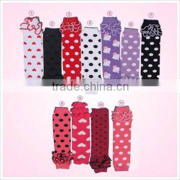 Polka dot ruffle leg warmers cotton kids leg warmer wholesale