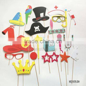 20pcs Halloween Photo Booth Props Mask Skull Mustache On A Stick Party Decoration