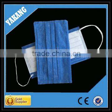 blue small grid spunlace nonwoven winter 3ply face mask