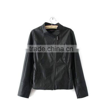 Spring or Autumn Simple style PU Leather Jacket for woman Made in China