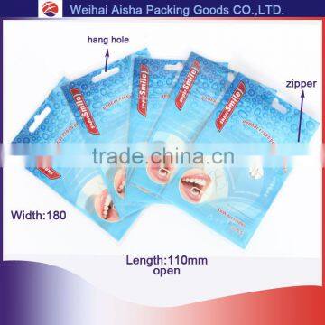 Aseptic Antistatic Zipper Pouch / Dental Floss Zip Lock 3 Side Seal Plastic Pouch