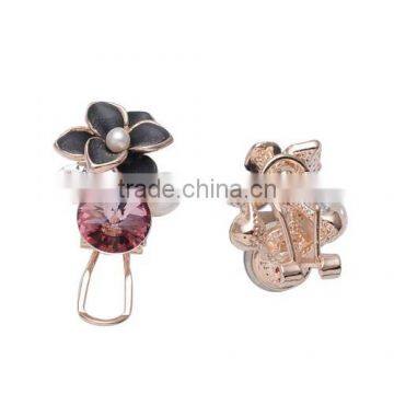 P9773 pink garnet crystal stone mixed teardrop post stud earring diamond jewelry