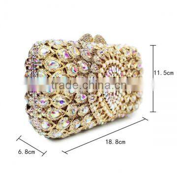 Gold Metal and AB Color Crystal Evening Clutch Bag Woman Handbag Ladies Party Bag (88162A-AB) photo-2