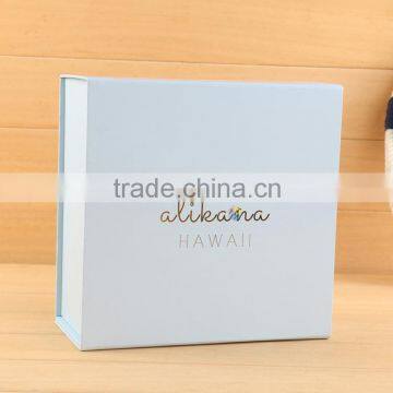 Blue paper packaging stamping custom logo hat box