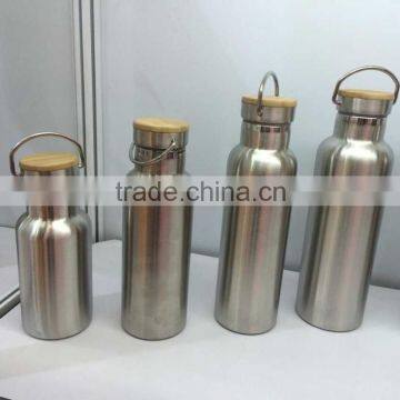 kangfute hot type stainless steel mirror water bottle with bamboo lid 600ML