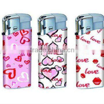mini gift plastic gas lighter with sticker picture,love