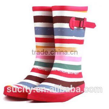 colorful strap design nude girls rubber rain boots with buckle for girls