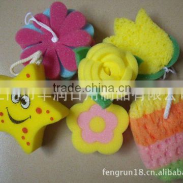 Colorful and flowers shaped bath sponge