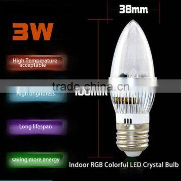 Hot selling multi color change E27 led light bulbs 3W RGB LED Candle Light