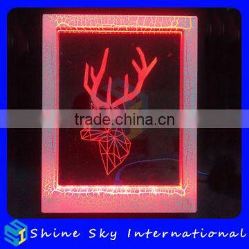 Creative Christmas Decoration Gift 3D Deer Photo Frame LED 7 Colors Flashing Desk Night Light photo-2