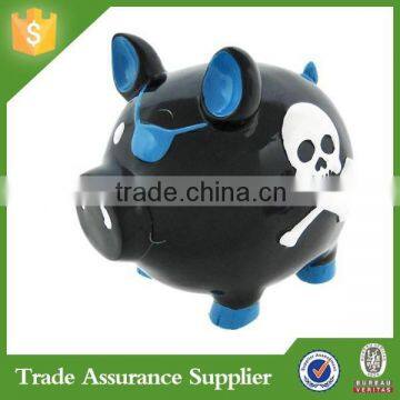 Resin Series Black pirate Pig Polyresin Money Box