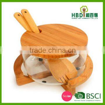 Large Glass Salad Bowls With Bamboo Lid