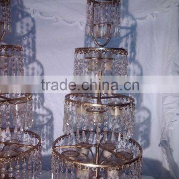 wholesale crystal flower stand center tables , decorative wedding crystal waterfall centerpieces