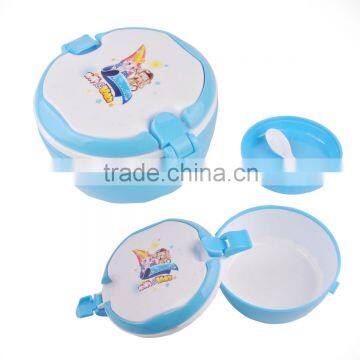 kids plastic locked double layers lunch box with spoon