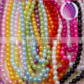 wholesale connecting 6mm immitation pearl ABS plastic round plastic beads chain for clothing and christmas decoration