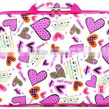 11.6 Inch Pink Heart Design Computer Bag with Accessories Pouch