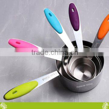 Premium Stackable Measuring Cup Sets for Dry and Liquid Ingredients,5PCS Stainless Steel Measuring Cup Set With Silicone Handle photo-2