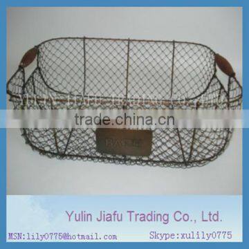 CARTON FAIR Oval shape decorative antique wire mesh basket iron wire fruit basket