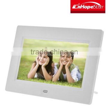 Lowest price 7" dc 12v digital photo frame with rechargeable battery