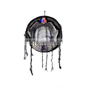 Wreath with bones and lights for wall decoration of halloween holiday